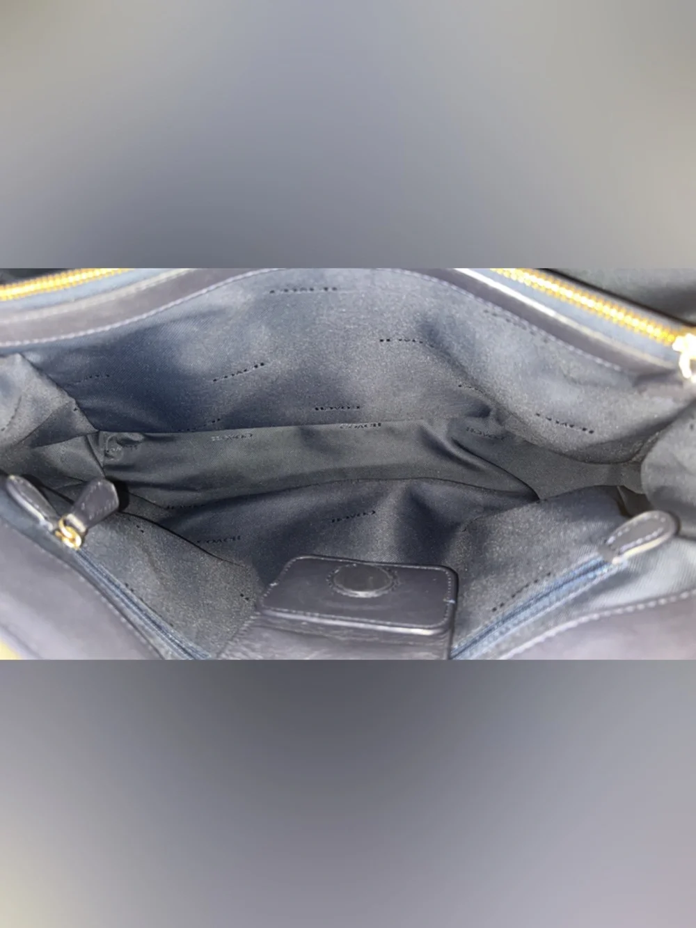 Coach 2015 Swagger Carryall Colorblock Leather Tote Satchel STONE Green Navy EUC - Picture 15 of 15